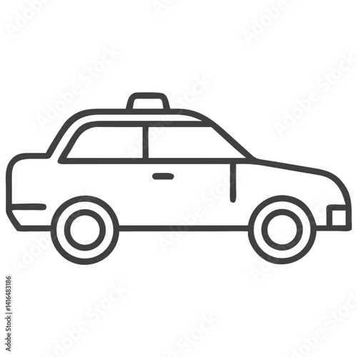 Taxi Car Side View Icon for Transportation Apps, Cab Service Websites, City Travel Graphics, Urban Mobility Resources and Ride-Hailing Marketing Materials
