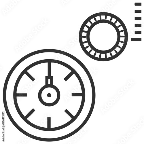 Tire Pressure Gauge Icon for Automotive Apps, Car Maintenance Websites, Driver Education Materials, and Vehicle Safety Information Graphics