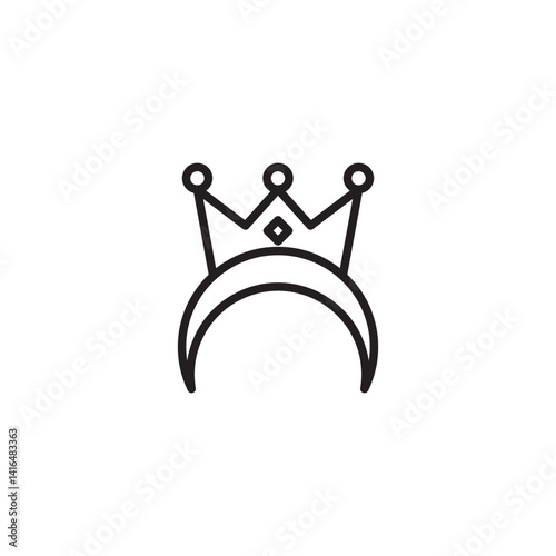 A simple line drawing of a crown with three pointed peaks, each topped with a circle. A diamond shape adorns the center. It rests on a curved base.