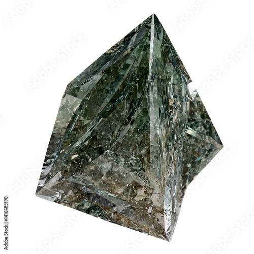 Phantom Quartz stone in triangle shape 3D on transparent  transparent background isolated png stock