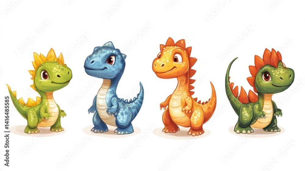 Naklejka premium Cute cartoon dinosaurs (59)