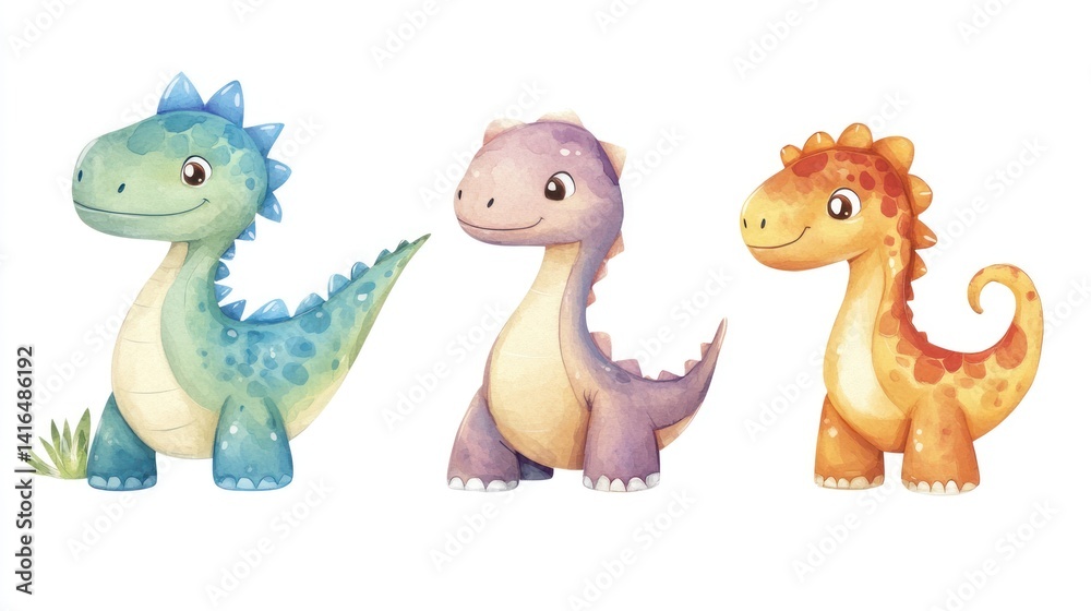 Naklejka premium Cute cartoon dinosaurs (84)