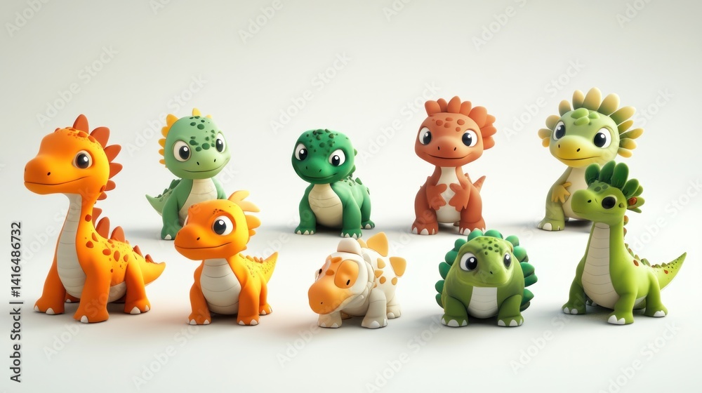 Naklejka premium Cute cartoon dinosaurs (114)