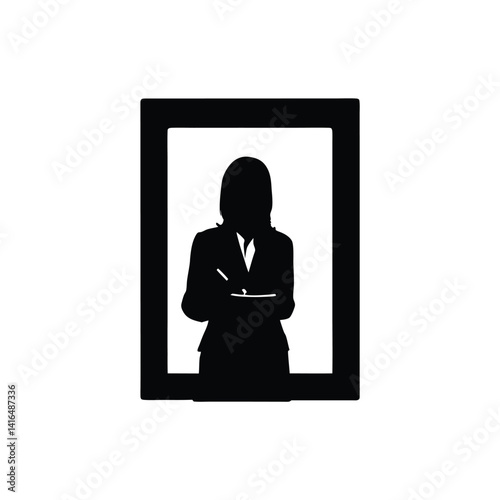 Professional woman writing on board vector