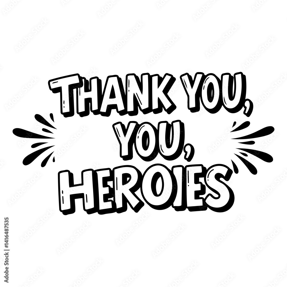 Fototapeta premium Bold, stylized typography expresses gratitude. Comic book-style lettering with graphic flourishes. Suitable for motivational posters, social media graphics, and print design.