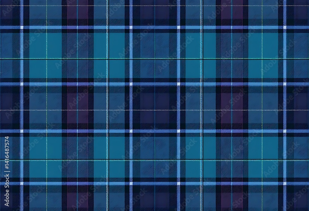 Fototapeta premium Serene Teal and Indigo Plaid: A Textured Fabric Design