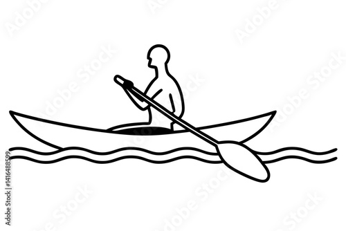 Kayaking vector silhouette illustration isolated on white background