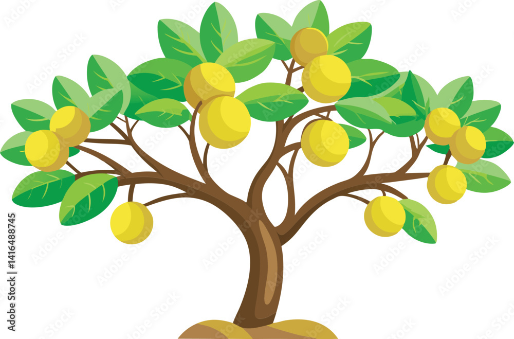 Fototapeta premium A vibrant vector art illustration showcasing delicious marula fruit with rich colors and detail, perfect for tropical and exotic-themed designs.