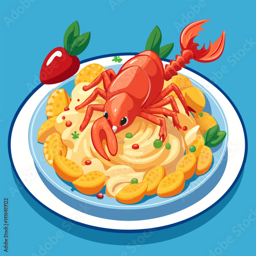 Lobster Pasta with Creamy Sauce. A Delicious Seafood Dish