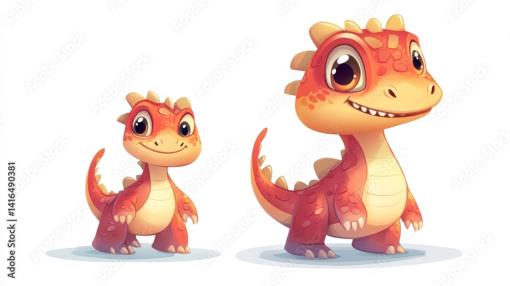 Cute cartoon dragons, different sizes Cute cartoon dragons, different sizes