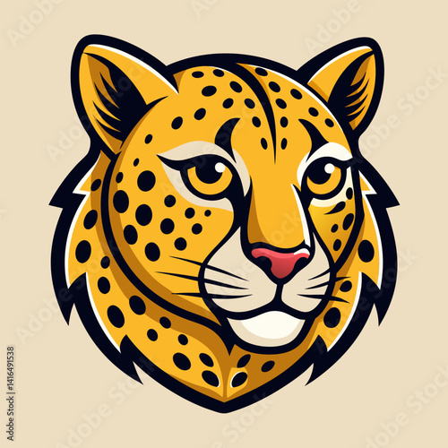Cheetah Head Illustration. Close Up Portrait of a Wild Animal