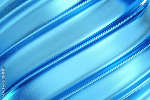 Obraz na płótnie Futuristic blue metallic wave pattern with smooth curves and light reflections, creating modern flowing surface texture, 3d rendering w salonie