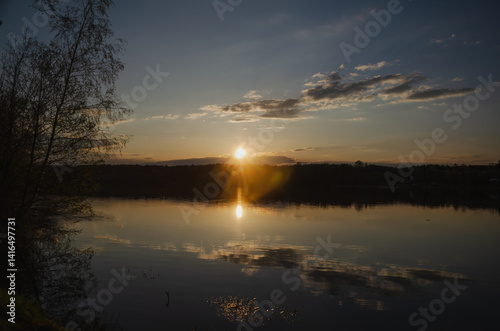 Sunset with reflection in the lake