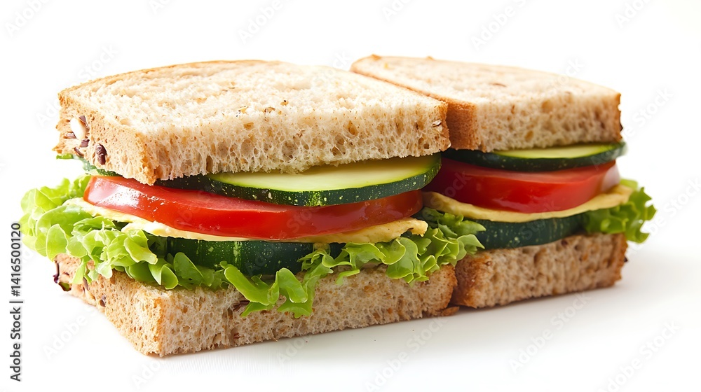 Vibrant Sandwich with Fresh Vegetables Under Bright Studio Lighting