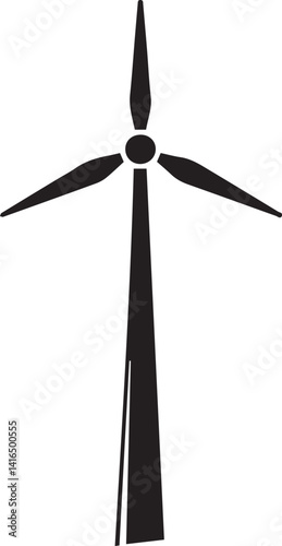 Wind Turbine Silhouette Black Vector