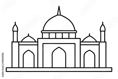 Mosque line art vector icon isolated on white background