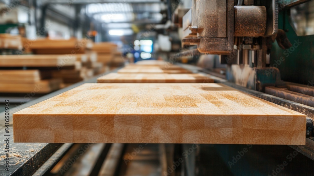 Wooden Cutting Boards in a Manufacturing Facility for Kitchenware Production Wooden Cutting Boards in a Manufacturing Facility for Kitchenware Production