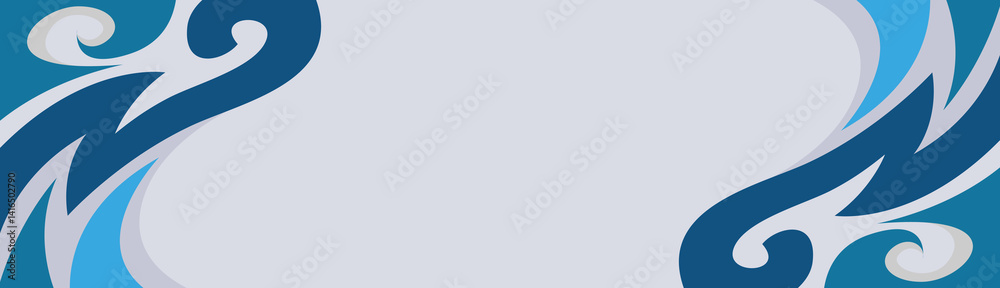 Fototapeta premium Blue Abstract Vector Background Swirl, Elegant wave shapes and smooth curves frame a soft center.