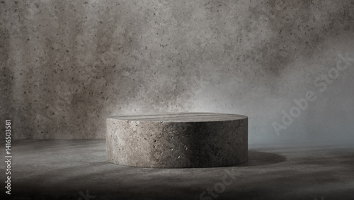 Obraz na plátně Moody product display pedestal made of rough concrete or stone