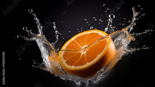 orange in water splash