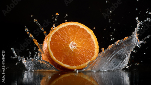 orange in water splash