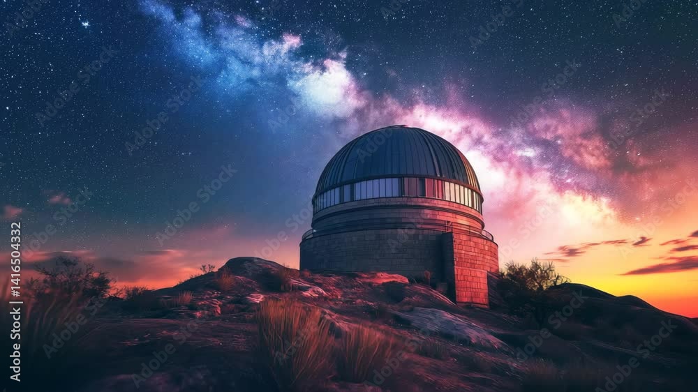 Observatory beneath Milky Way night sky Observatory beneath Milky Way night sky