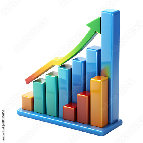 Free Download Colorful 3D Bar Graph Showing Positive Growth and Upward Trend - GFXLoad
