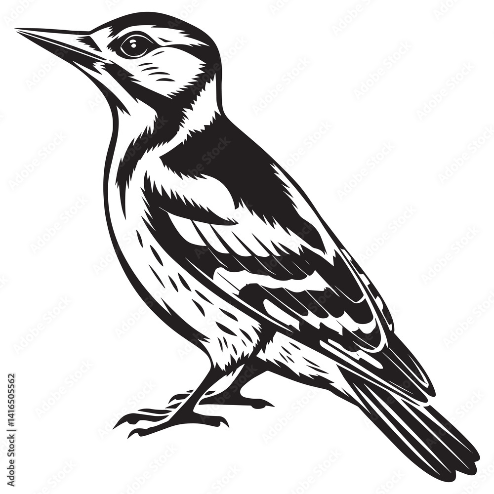 Naklejka premium Vector Woodpecker Silhouette Minimalist Bird Illustration