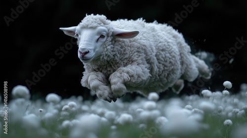 Wallpaper Mural Fluffy sheep leaps in mid-air Torontodigital.ca