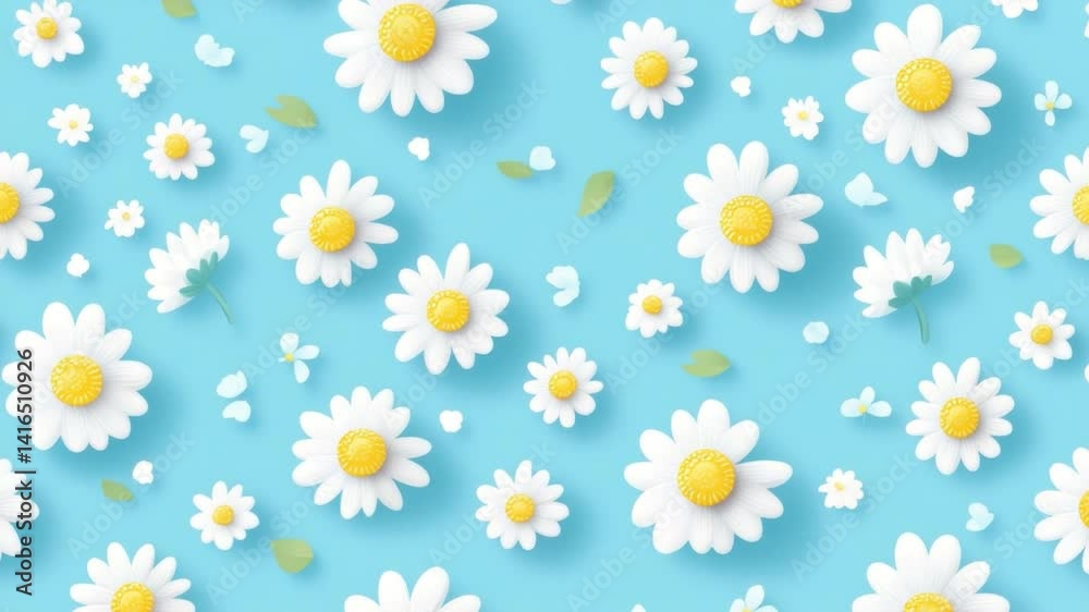 Bright and Cheerful Floral Pattern with White Daisies and Blue Background Ideal for Spring and Summer Designs and Celebrations Bright and Cheerful Floral Pattern with White Daisies and Blue Background Ideal for Spring and Summer Designs and Celebrations