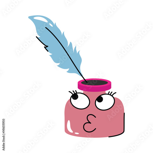 Quill and ink Vector Sticker. Eps 10 File 
