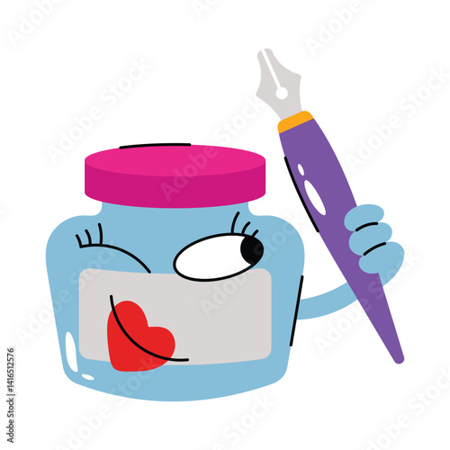 Inkpot Vector Sticker. Eps 10 File 