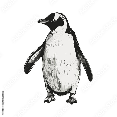 Standing Penguin In Minimalist Vector Style