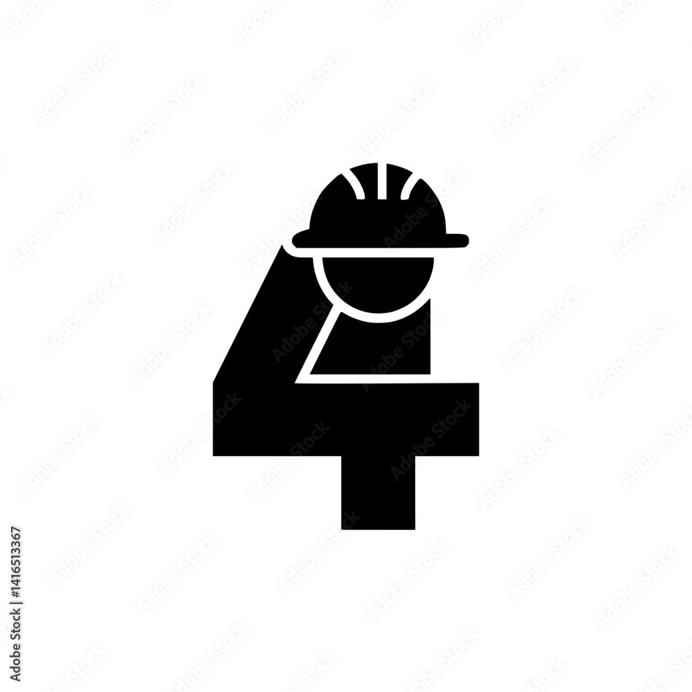 Number 4 with Construction Worker Hard Hat Design, Bold black number 4 featuring a construction helmet, blending strong numeric form with industrial safety and labor symbolism.
Number 4 with Construction Worker Hard Hat Design, Bold black number 4 featuring a construction helmet, blending strong numeric form with industrial safety and labor symbolism.