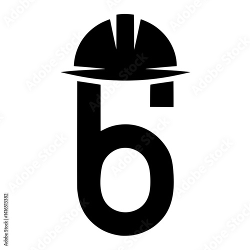 Number 6 with Construction Worker Helmet Design, Creative black number 6 featuring a construction hard hat, merging bold numeric design with themes of labor, safety, and industry.

