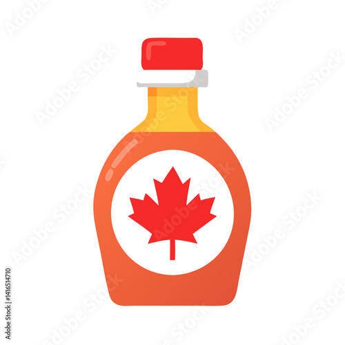 Red maple syrup bottle with Canadian label