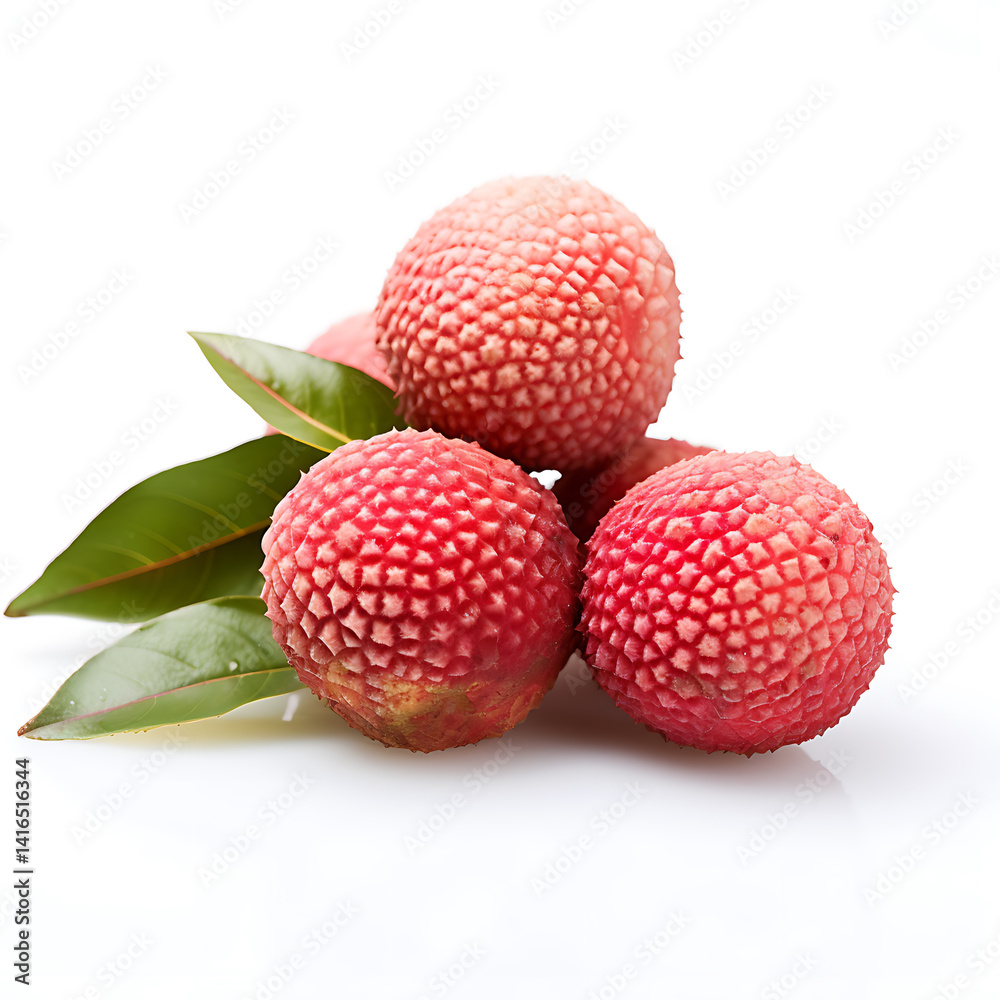 Fresh Ripe Lychee with Leaves Isolated on White Background – Juicy Summer Tropical Fruit Fresh Ripe Lychee with Leaves Isolated on White Background – Juicy Summer Tropical Fruit
