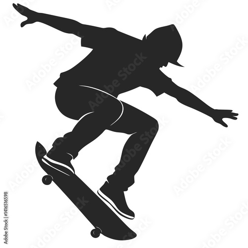 Skateboarding vector silhouette illustration isolated on white background