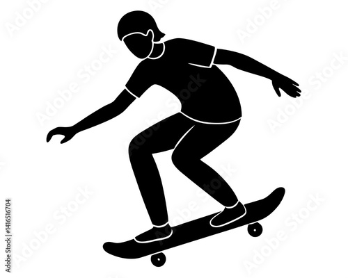 Skateboarding vector silhouette illustration isolated on white background