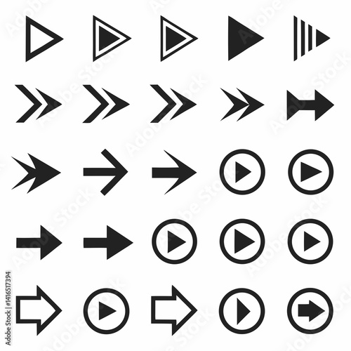 various black arrows set seven vector illustration