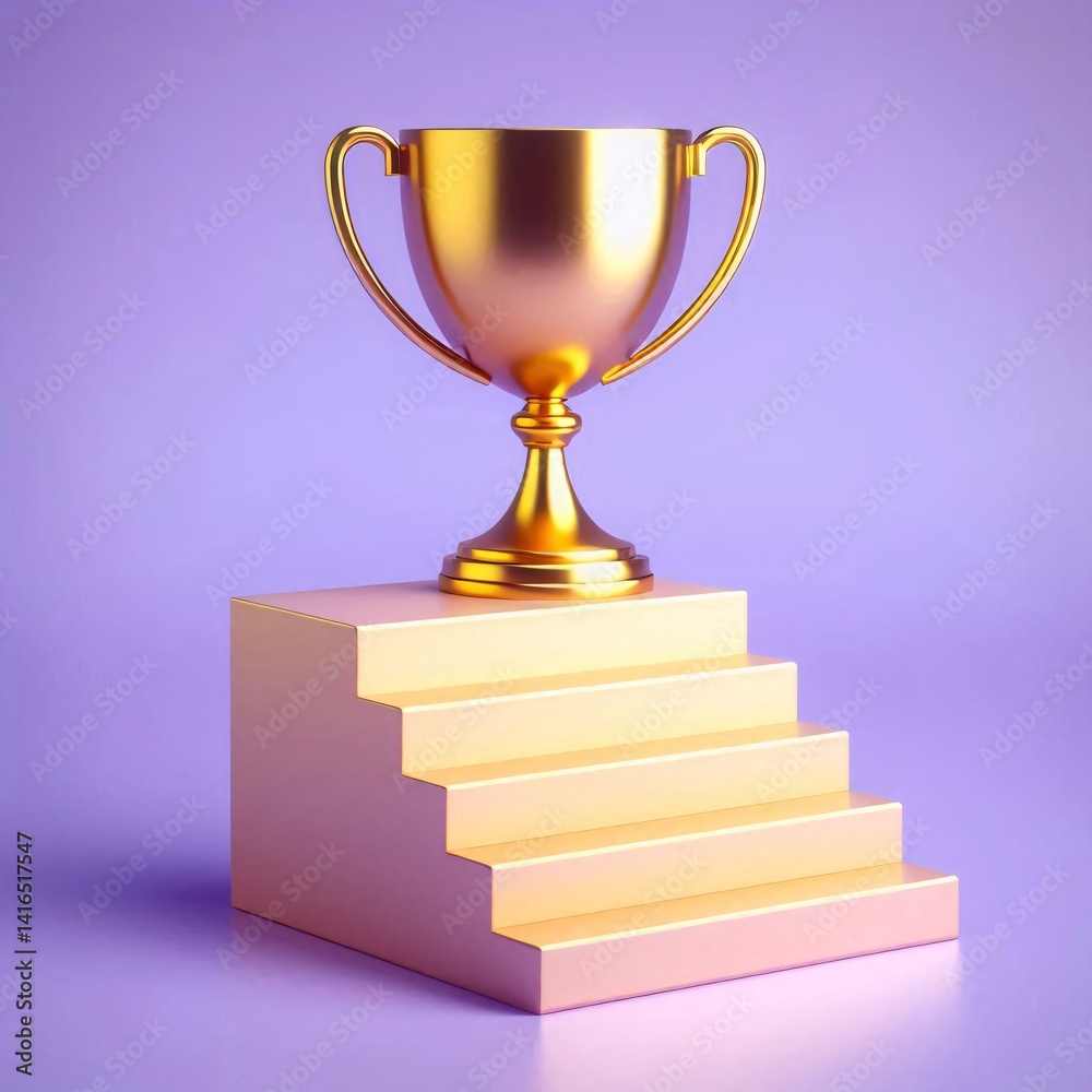 Golden Trophy on a Podium Symbol of Achievement and Victory Golden Trophy on a Podium Symbol of Achievement and Victory