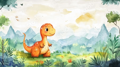 Cute dinosaur in a lush landscape (11)