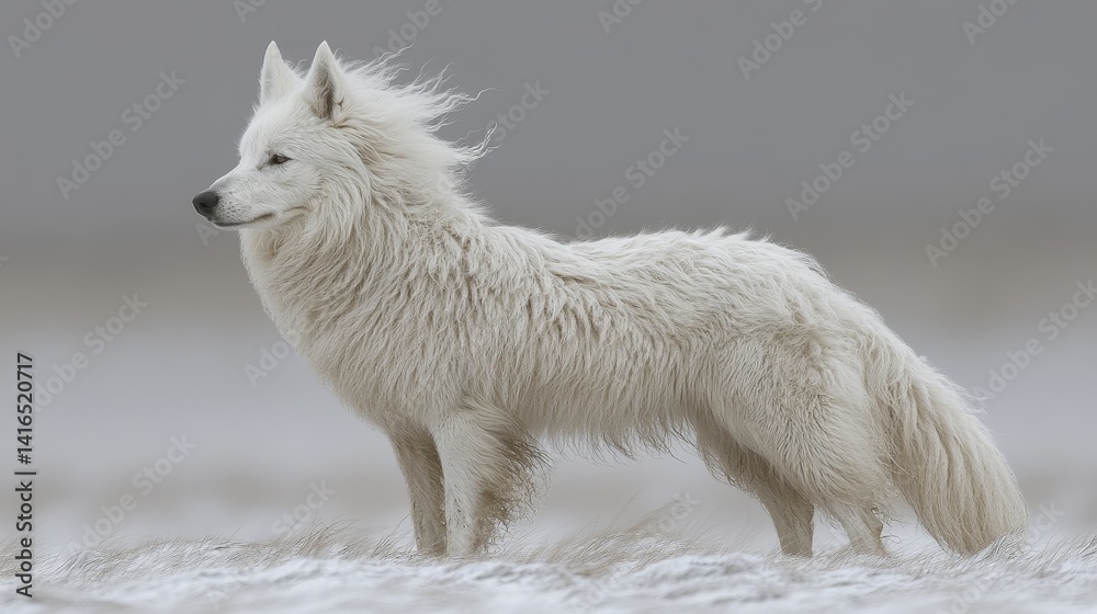 Obraz premium Captivating arctic fox in winter wonderland showcasing resilience survival and beauty in snowy landscapes wildlife animal photography