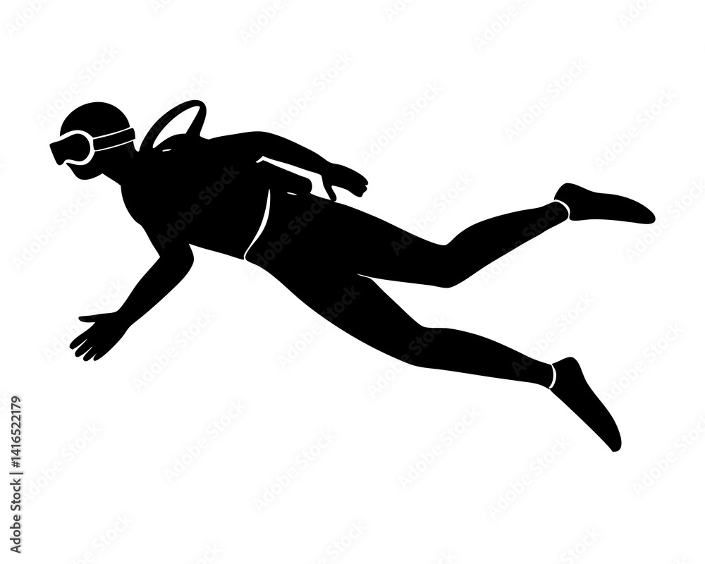 Fototapeta premium Scuba Diving vector silhouette illustration isolated on white background