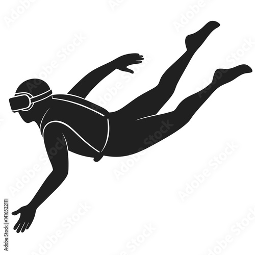 Scuba Diving vector silhouette illustration isolated on white background