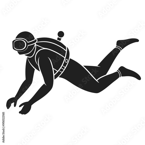 Scuba Diving vector silhouette illustration isolated on white background