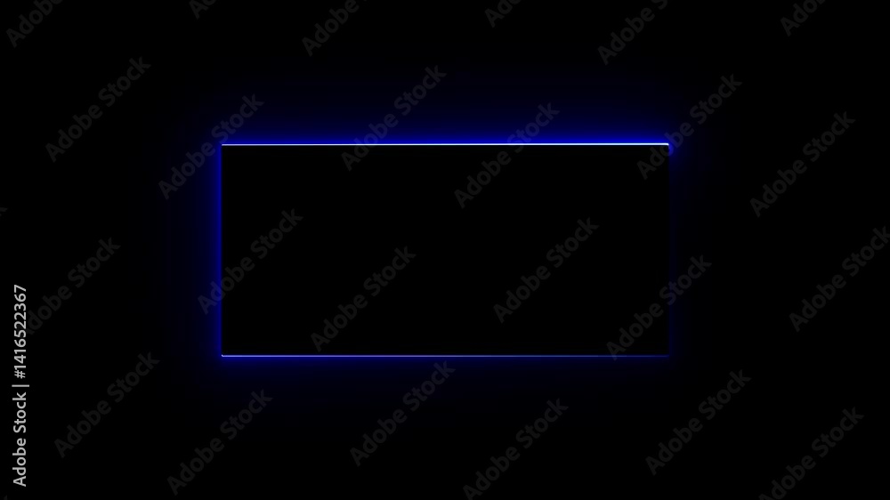 Bright neon effect rectangle frame Loop background. Animation of glowing neon rectangles abstract background.