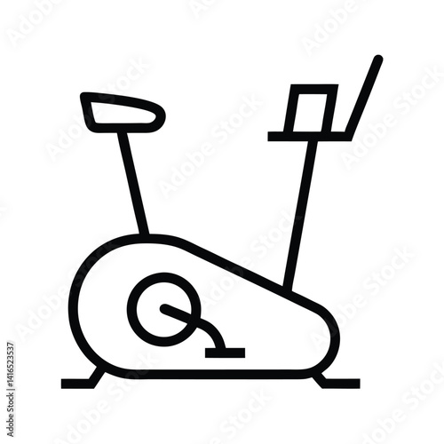 Stationary Exercise Bike Icon Black Silhouette on Transparent Background