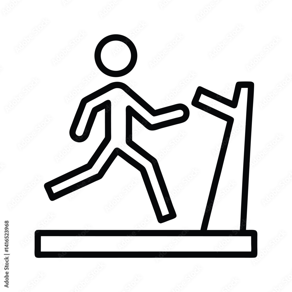Treadmill Icon, Minimalist Runner Symbol, Cardio Exercise Black Outline Design Treadmill Icon, Minimalist Runner Symbol, Cardio Exercise Black Outline Design
