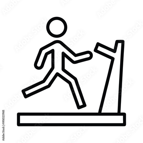 Treadmill Icon, Minimalist Runner Symbol, Cardio Exercise Black Outline Design